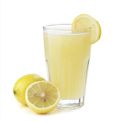 A glass of nimbu pani, with a refreshing drink made from lemon, sugar, and water, isolated on clean