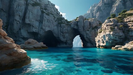 Obraz premium A mystical Greek coastline with towering