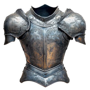 Detailed medieval armor with floral pattern isolated on transparent background