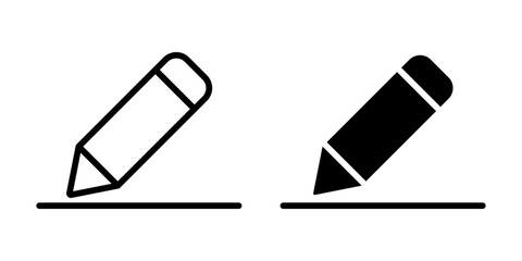 Vector isolated Edit icon set in black outline and fill