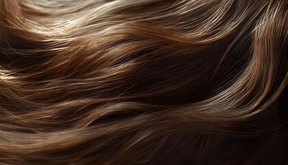 Fototapeta premium Close-up view of luxurious brown hair strands.