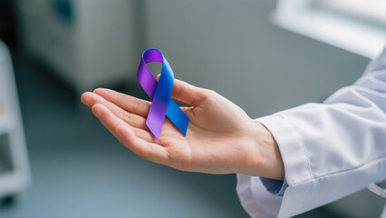 Purple and Blue Ribbon Symbolizing Arthritis Awareness