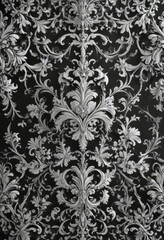 Obraz premium Elegant black & white damask, intricate swirls & flourishes , arabesque, vector, design