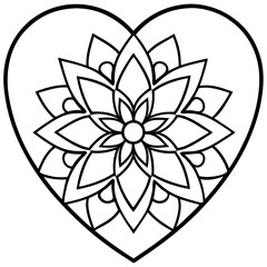 Zen-Style Mandala Heart Line Art