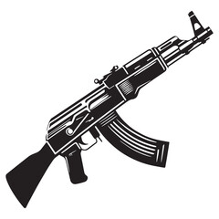 Detailed Assault Rifle silhouette with sleek visual – Assault Rifle illustration – Minimalist Assault Rifle vector – Weapon silhouette

