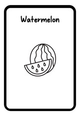 Coloring Fruit Flashcards 1 - watermelon
