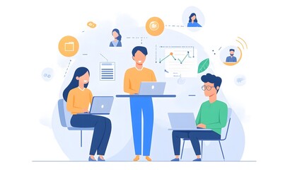 Fototapeta premium Collaborative digital team working around a table.