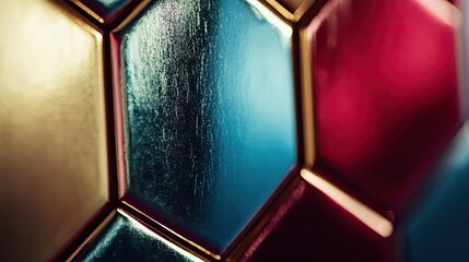 Close-up of colorful hexagonal tiles