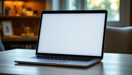 laptop screen glowing with empty content space