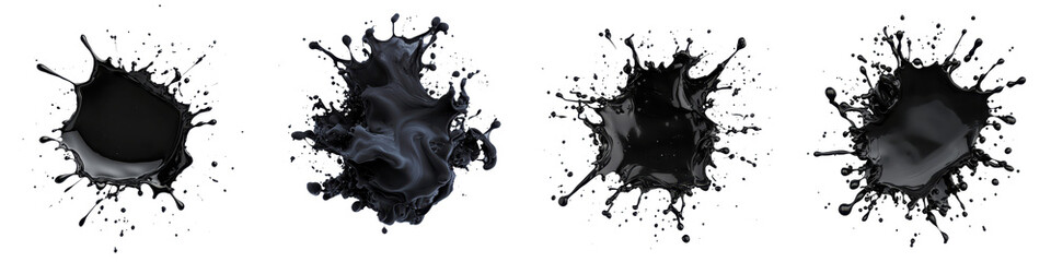 Abstract black ink splatter textures