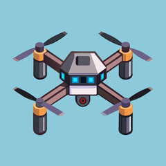 An illustration of a drone with four propellers, showcasing its sleek design and modern technology.