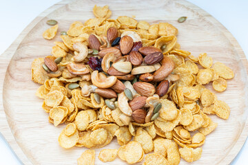 Top view mixed dried legumes and cereals.Different whole grains beans on bowl and legumes seeds and nuts.Various beans agriculture of natural healthy food for vegetarian cooking ingredients.