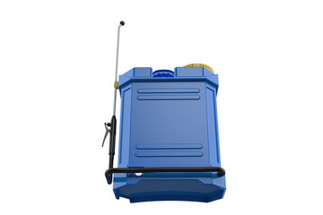 Blue Agricultural Knapsack Sprayer with Dual Tank Openings and Nozzle Wand for Farm and Garden Liquid , Pesticides or Fertilizers Used ,Farmer's Tool Wetting Plants and Pest Control on a Transparent