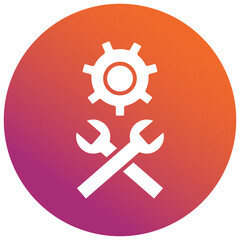 Mechanization Gradient Circle Icon, Mechanization Icons – Industrial, Automation, Machine, and Robot Vector Line Icons
