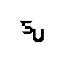 sporty style monogram cool minimalist logo SU Initial square concept Alphabet