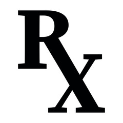 Prescription Rx icon, RX sign, pharmaceutical RX icon, Rx pharmacy medicine icon in trendy flat style illustration isolated on white background.
