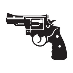 Sleek Revolver silhouette, sharp lines and power – Revolver illustration – Minimalist Revolver vector – Weapon silhouette

