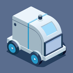 Cartoon ice cream truck on a vibrant purple background, evoking a fun and playful summer vibe.