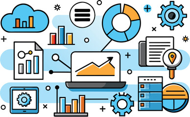 Technology, marketing strategy, flat illustration, vector illustration.