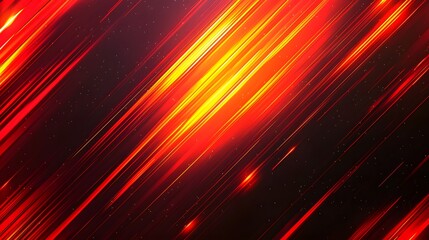 Dynamic diagonal lines of vibrant orange and red light against a dark background.
