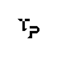 sporty style monogram cool minimalist logo TP Initial square concept Alphabet