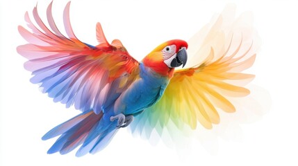 Obraz premium Bold parrot silhouette with fragmented colorful layers, abstract flight form