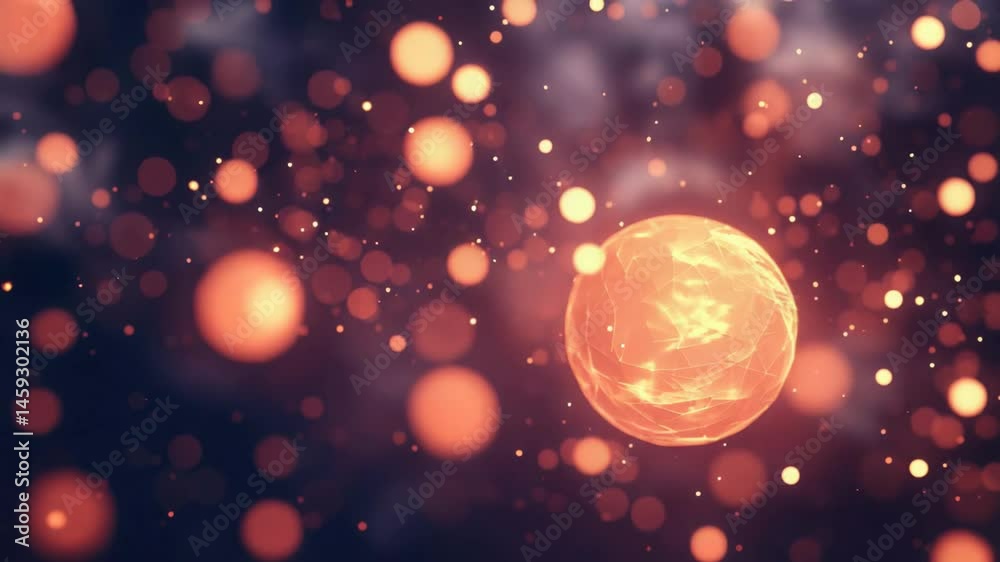 Wall mural sphere with glowing center illuminating surrounding space in a dark and mysterious environment