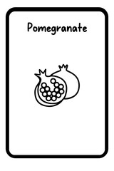 Coloring Fruit Flashcards 1 - Pomegranate (2)
