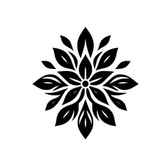 Simple Black Floral Motif on White Background - Decorative Element