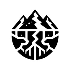 Geometric Mountain Logo, Black and White, Minimalist Design