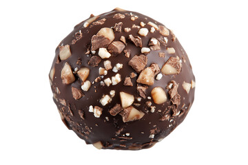 Chocolate truffle covered with nuts against a transparent background