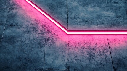Pink neon line on dark stone
