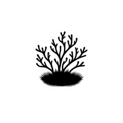 Minimalist Black Tree Silhouette on White Background