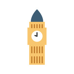 Big Ben vector icon illustration on white background. Historical building and monument icons in flat style