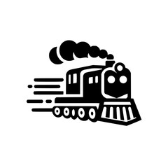 Vintage Steam Train Logo: Black and White Illustration