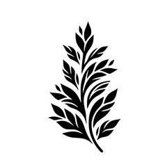 Elegant Black Leaf Silhouette on White Background