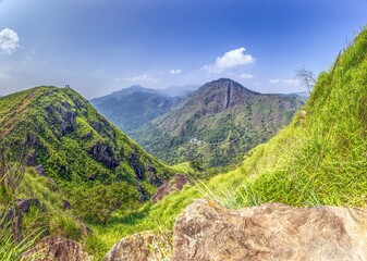 Naklejka premium Panoramic view from Adams Peak near Ella in Sri Lanka
