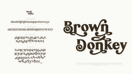 Elegant Font Uppercase Lowercase And Number. Classic Lettering Minimal Fashion Designs. Typography modern serif fonts regular decorative vintage concept. vector illustration