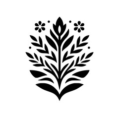Monochromatic Floral Emblem: Minimalist Black and White Design