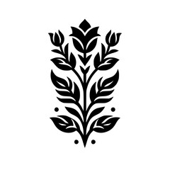 Elegant Floral Vector Silhouette: Black & White Botanical Design