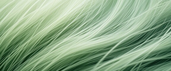 Abstract Green and White Textured Background Flowing Lines, Gentle Breeze, Grass-like Texture