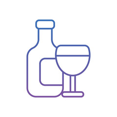 Wine Bottle And Glass Vector icon