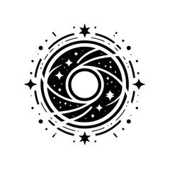 Celestial Eye: Abstract Black and White Starry Design