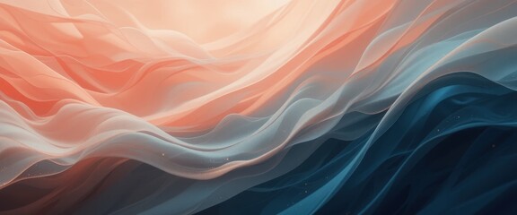 Obraz premium Abstract Coral and Peach Flowing Fabric Texture Warm and Inviting Background Image