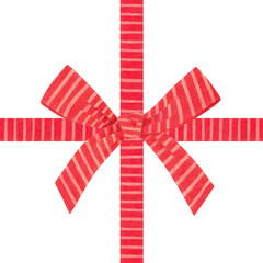 Tied striped ribbon and bow in the middle hand drawn illustration isolated on transparent background for greeting cards invitations wedding decor packaging design promotional offer gift card