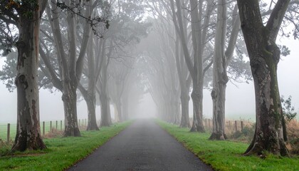 Fototapeta premium Foggy Path Between Trees