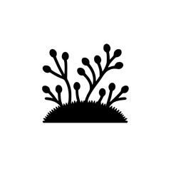 Black and White Silhouette Plant Illustration, Minimalist Design, Vector