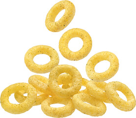 Crispy onion rings isolated on white background