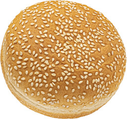 Burger bun with sesame seeds isolated