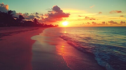 Beach Sunset Tropical Ocean Scene